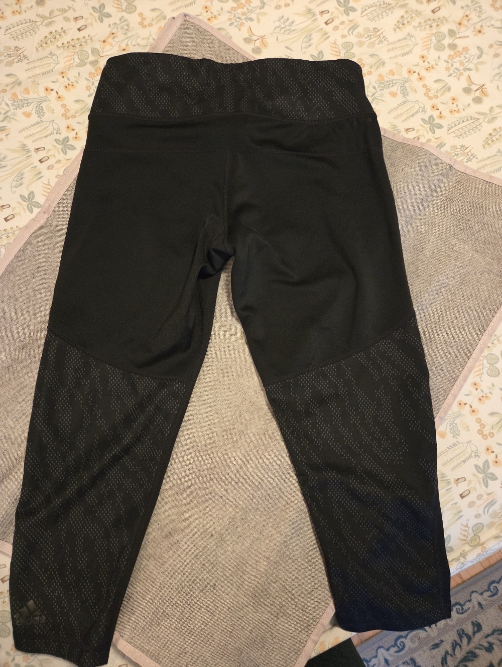 adidas Black Cropped Climalite Leggings with Subtle Dot Print - Picture 3 of 4